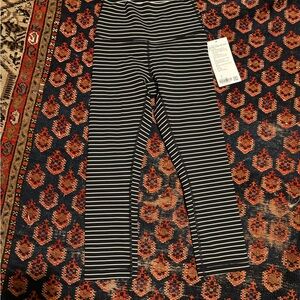 Lululemon Athletica Black and White Striped Leggings